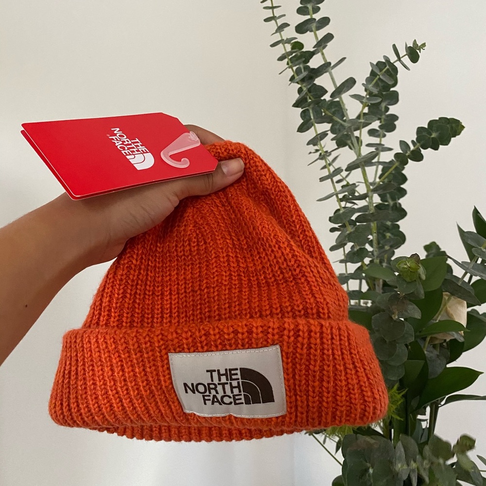 The North Face orange beanie one size